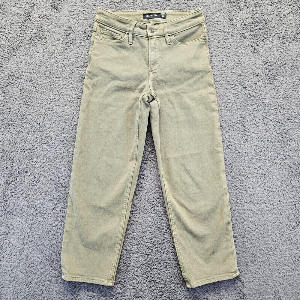 Athleta Jeans Womens Size 2P Green Straight Leg‎